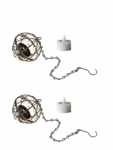 1/2pcs Outdoor Waterproof Hanging Solar Lantern, Solar Powered Flickering Tea Light Candle Holder, Rechargeable Hanging Lamp For Backyard, Garden, Fence - Warm White Light - View 9