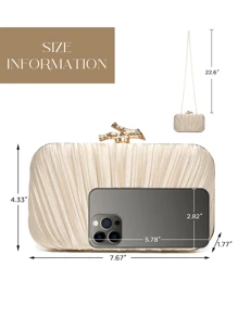 Women's Elegant Pleated Box Design Party Handbag, Luxury Rhinestone Clutch, Charming Formal Evening Bag Suitable For Date, Dance, Birthday, Party And Other Formal Occasions,Pleated Satin Design Box Shape Evening Clutch, Formal Banquet Handbag For Party, Formal Dress, Ball, Wedding