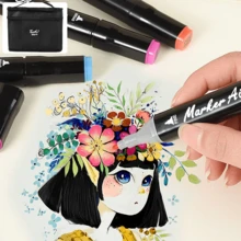 Lislark 80 Colored Marker Set, Colouring Pens, Marker Set For Adults Artists, Double Tip Art Pens For Drawing, Sketching, Anime And Manga With Carrying Case - Multicolor - View 3