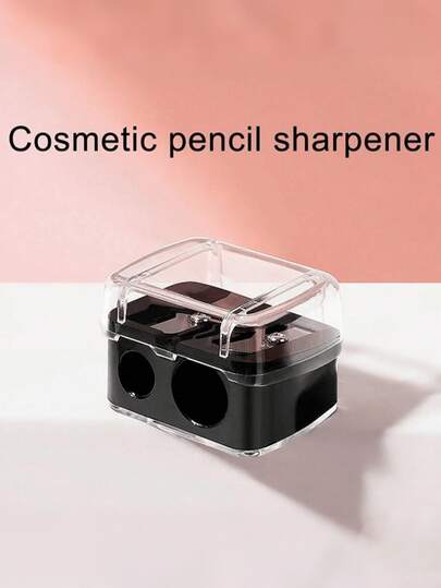 1 pièce Taille-crayon de maquillage, convient pour le crayon à sourcils, l'eye-liner, le crayon à lèvres, le rouge à lèvres et autres cosmétiques, taille-crayon à double ouverture avec couvercle anti-poussière, cosmétiques, prix abordable, décoration de chambre, coiffeuse, voyage, chambre à coucher, accessoires de maquillage, prix abordable, cadeau de Noël, cosmétiques, outils de maquillage, cadeau pour femmes, taille-crayon à double trou pour eye-liner/crayon à sourcils