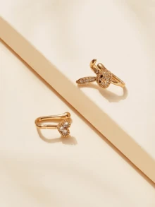 2 件简约可爱的心形兔子鼻夹，适合日常佩戴、聚会、赠送朋友、生日 - 金黃色 - 查看 2