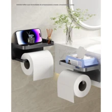 Wall-Mounted Toilet Paper Holder, Cell Phone Holder, Plastic Toilet Paper Holder. - 隨機的 - 查看 9