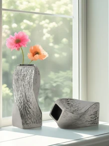 1 Peça Vaso Cerâmico Prateado Torneado, Adequado para Quarto, Varanda, Banheiro, Quarto, Escrivaninha e Outros Enfeites de Decoração Doméstica
