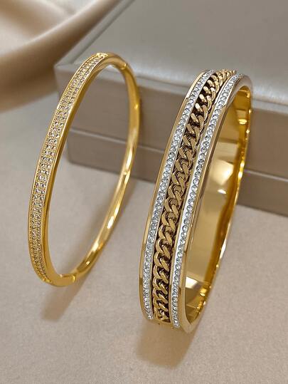 18K 镀金不锈钢优雅链式吊坠钻石手镯，镶嵌锆石，适合女士、妈妈礼物、教师礼物、夏季旅行海滩珠宝、波西米亚风格珠宝、狂欢/舞会/派对/日常配饰、返校礼物、生日礼物、伴娘礼物、骄傲配饰