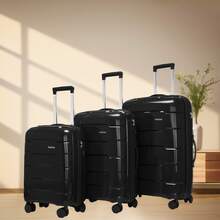 20 24 28 Inch Three Pieces Hard Shell Trolley Case Set, TSA Lock, Silent Double Swivel Wheels, Suitable For Business Long Trips - Black - Black - View 6