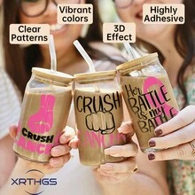 XRTHGS XRTHGS 12PCS/SET UV DTF Transfer Stickers Pink Ribbon Style For Mugs, Cups, Bottles, School Supplies, Crafts, DIY Art - Easy To Apply DIY Crafts(Glass Not Included)