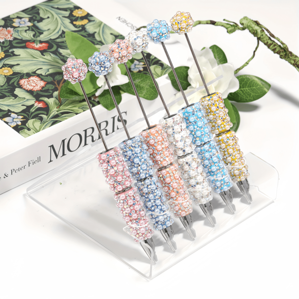 5pcs/Set Pen Decorated With Diamond And Pearl Beads, Random Color Mix, DIY Jewelry, Creative Stationery
