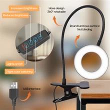 1 pièce Lampe de bureau loupe x5, lumière de lecture LED à 3 couleurs réglables, alimentation USB, design flexible de cou de cygne à 360°, convient pour la lecture, le bureau, la sculpture manuelle et autres loupes, lampes de bureau, lumières de travail en broderie et de beauté, lampe de chevet à clip avec protection des yeux