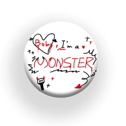 1pc 58mm Babymon Peripheral Badges Are Coming! Made Of Super - Metal, They Feature A Classic Style. With Members' Signatures And Exciting Support Patterns Printed On Them, These Round - Shaped Badges Are Perfect In Details. They Can Be Used As Unique Gifts For Festivals Like Valentine's Day, Thanksgiving Day, Christmas, And Birthdays. Hanging Them On Bags Or Pinning Them On Clothes Can Instantly Enhance The Festive Atmosphere.