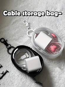 1 件 - 充电线整理器、防水透明线袋、手机充电器收纳袋 - 便携式耳机袋，适合送给家人和朋友的节日礼物 - 彩色 - 查看 1
