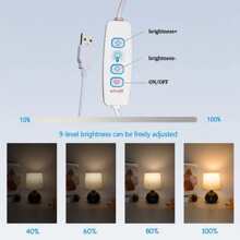 1 pieza Lámpara de escritorio de estilo nórdico retro con base de metal, pantalla de tela y cable USB - Luz cálida ajustable con control de interruptor, apta para dormitorio, estudio, oficina, mesita de noche y talla grande