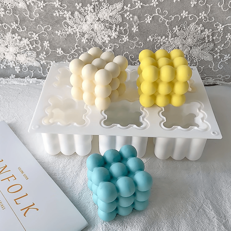 Formas de silicone com bolhas para bolo, mousse, velas de silicone, sobremesas francesas, 6 cavidades, formas de velas com bolhas para doces, chocolate, pudim, geleia, cheesecake, sorvete, cubo mágico 3D, 6 cavidades