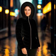 Chaqueta Acolchada Nataly Sport para Dama | Capucha Peluche, Estilo y Calidez - Negro - Ver 3