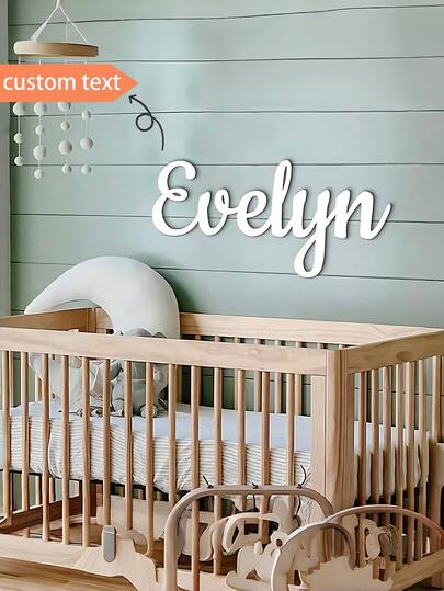 One Custom Wooden Nameplate, 10-120 Cm (4-48 Inches) Wide, Font Color Optional, 3D Effect, Simple, Stylish, Cute, Bohemian Style, Suitable For Room Decoration, Custom Wooden Letters, Custom Wooden Signs, Wedding Letter Decorations.