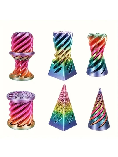 3 Stücke unendlicher Kegel Sammlerstück - 3D gedruckte spiralförmige optische Täuschung, farbverlaufenes Design, haltbarer Kunststoff für Innen-/Außenbereich, Halloween/Weihnachts-/Valentinstag-Geschenk, Farbwechsel Design, filigranes 3D-Format, Tischdekoration, visuelle Illusion, Mini Pyramide, leichtes Miniaturskulptur, unerlässlich für Entspannungsinteressierte