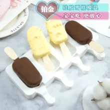 Forma De Sorvete Material Silicone Para 3 OU 4 Picolé Formato Lisa Com 50 Palitos