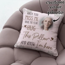1pc Personalized Photo Pillow Cover - Soft Printed Cushion Cover For Mother's Day, Father's Day, Thanksgiving, Teacher's Day - Single Side Printing Customized Unique 2 Photo Combination Pillow Cover - Ideal Gift For Family, Friends And Yourself Love, Soft Custom, Unique,
