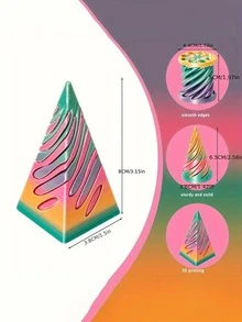 3 件不可能锥体收藏品 - 3D 打印螺旋光学错觉、彩色渐变设计、耐用塑料室内/室外装饰、万圣节/圣诞节/情人节礼物、变色设计、精致的 3D 形状、桌面装饰、视觉错觉、迷你金字塔、轻量级微型雕像、缓解压力爱好者的必备品 - 彩色 - 查看 3