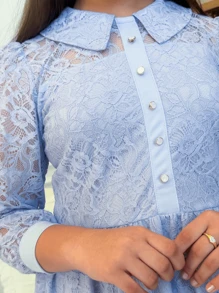 Vestido Midi Juvenil Adolescente para Festa de Renda Moda Evangélica Nacional