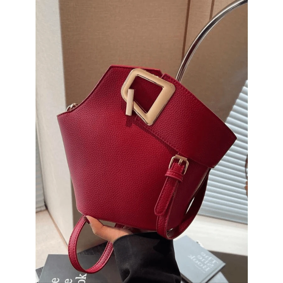 Fashionable Plain Handbag, Casual Pu Leather Zipper Satchel With Bag Strap,  Versatile High-Quality Daily Commuting Bag, Girl Shopping Purse Gift, Luxury Designer Bags 2025 Work Bags For Women, Red Handbag Sling Bag, Elegant Bag,  Shoulder Bag