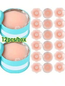 12pcs Reusable Nipple Covers, Strapless Invisible Self-Adhesive Breast Lift Pasties, Women's Lingerie & Underwear Accessories,Outdoor Sports Accessories. - Multicolor - View 3