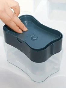 1 pieza Dispensador de jabón de baño, Almacenamiento de esponjas en el mostrador del fregadero, Bomba de jabón para fregadero de cocina, Dispensador de líquido lavavajillas, Caja de esponja lavavajillas 2 en 1, Accesorios de baño