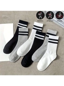 6 par skarpetek damskich w paski, casualowe, oddychające, odprowadzające wilgoć, średniej grubości, rurkowe, do ćwiczeń, 2/6/20/30/40/60 szt.