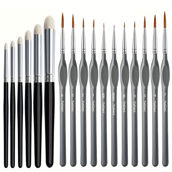 6Piece Professional Dry Brushes Set With Wooden Handles 11Piece GrayBlack Fine Detail Micro Brushes Kit Gourd Handle Complete Painting Toolkit For Miniatures Tabletop Models Acrylic Watercolor Oil Art Ideal For Advanced Hobbyists Artists Perfect For SmallScale Detailing Dry Brushing And Precision Work,School Supplies,Back To School