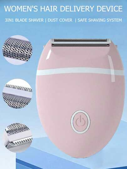 1 件女士电动脱毛器，电池供电多功能剃须刀，3 合 1 刀头，无痛脱毛，可拆卸和可清洗，使用方便，便携式迷你尺寸，适用于腋下、身体、腿部、比基尼区域，专为脱毛而设计，需要 2 节 AAA 电池
