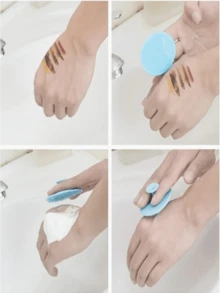 1/2 Facial Cleansing Brush, Mini Handheld Oval Scrubbing Brush Massage Brush, Deep Cleansing Facial Cleanser, Gentle Exfoliating And Massaging Facial Soap, Skincare Facial Tools, Travel Items, Wedding, Christmas Party, Mother's Gift, Home, Room, Home Decoration, Christmas Gift, Mother's Gift, Color And Style Random - Multicolor - View 4