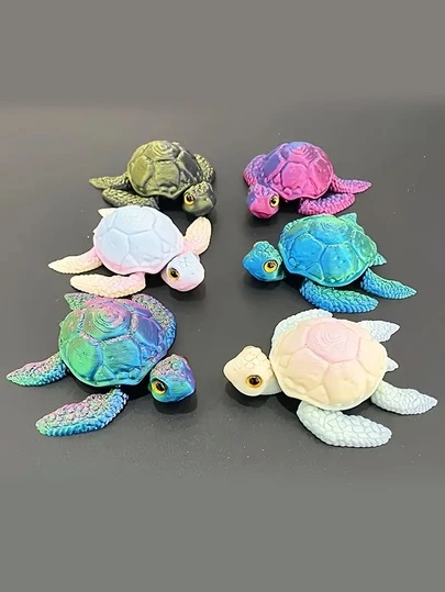 3D Printed Turtle Statue - Colorful Cartoon Style Plastic Decor Suitable For Home, Fish Tank, Indoor/Outdoor Use - Perfect Gift For Halloween, Christmas, Thanksgiving [Eye Color Random]