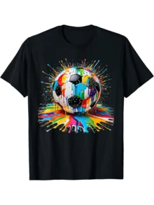 Ice Cream Soccer Ball Drip Boys Girls Kids Teens T-Shirt - màu đen - Xem 1