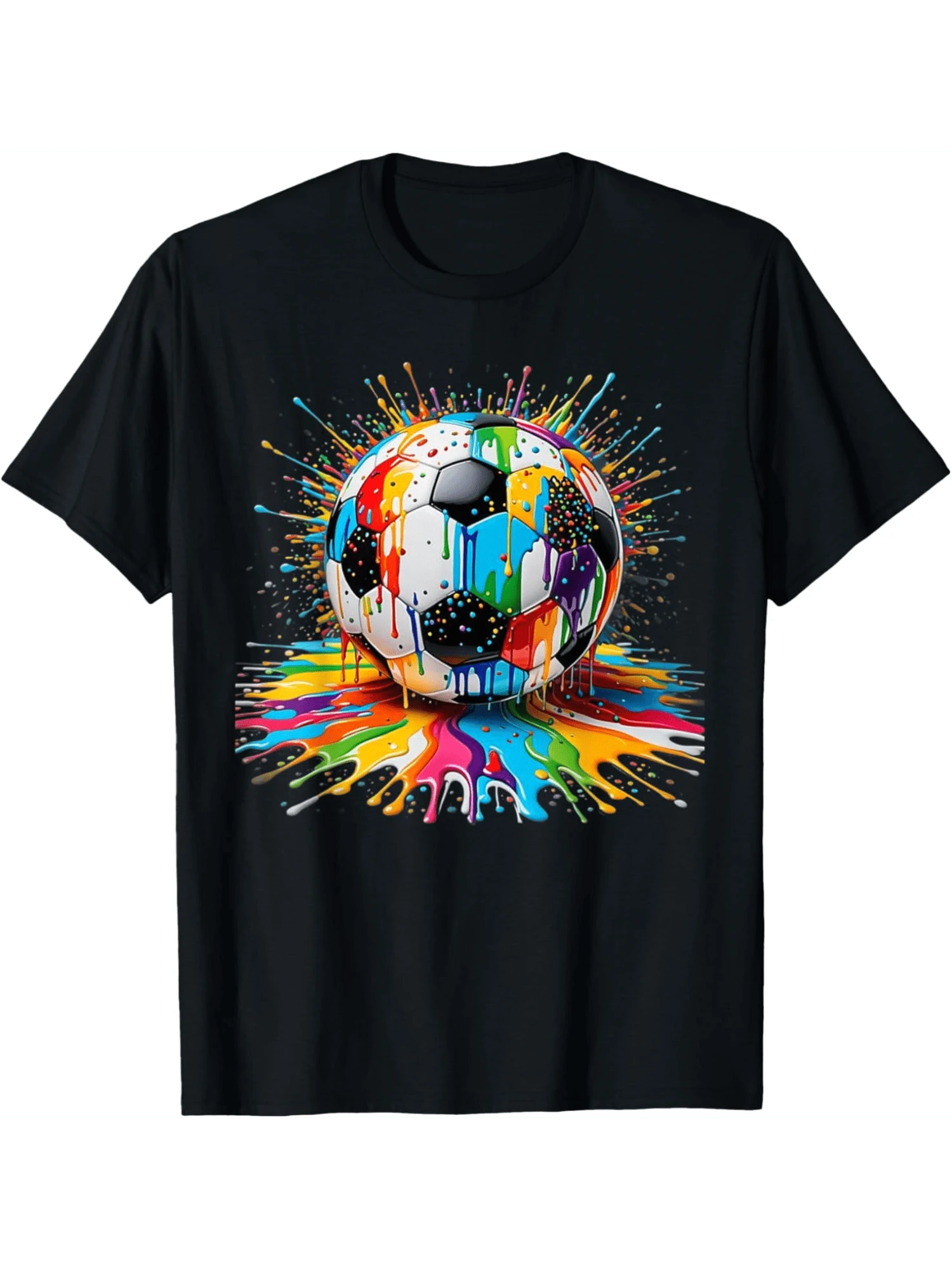 Ice Cream Soccer Ball Drip Boys Girls Kids Teens T-Shirt - màu đen - Xem 1