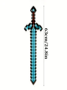 3/4/6件大號獨特武器劍，適用於泳池、海灘派對遊戲，可重複使用輕量趣味像素設計武器派對用品，戶外節日裝飾 - 彩色 - 查看 4