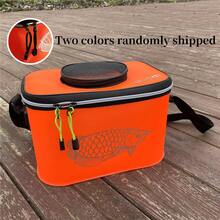 Portable Fishing Bag Folding Thicken Live Fishing Box Tank Bucket Camping Fish Tackle Fishbox Storage Bag,Lightweight Multi-Functional EVA Fishing Tackle Bag,Spacious, Collapsible, No Need For Inflation, Ideal For Camping And Fishing Enthusiasts - Orange - View 2