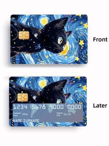 1 Stück Cartoon Sternenhimmel Katze Bankkarten Aufkleber, PVC kreative Chip Bankkarte, Debitkarte, Studentenausweis, Kreditkartenhülle, Kunstaufkleber, Kartenschutzhülle, Schulsaisonbedarf