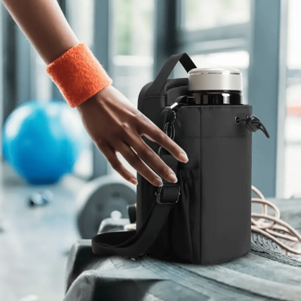 1PC Fitness Magnetic Bottle Bag Gym Portable Diagonal Cup Bag Strong Magnetic Sports Bottle Hanging Bag, Portable Waterproof, Can Hold Water Bottle, Towel Key, Mobile Phone And Other Multi-Functional Water Bottle Magnetic Bag
