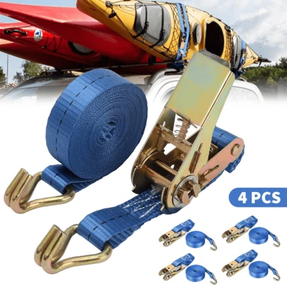 1/4PCS Claws Lorry Lashing 25mm 5 Meters Ratchet Tie Down Straps 800KG Handy Travel Blue