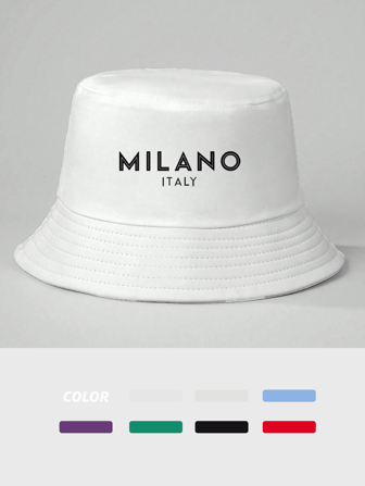 1 件印花 MILANO 渔夫帽，户外可调节防晒休闲帽，适合春季、秋季、旅行、海滩度假、青年、Y2K 风格