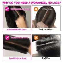 WOWANGEL 5x5 HD Lace Closure Bob Wig, Pre-Plucked Hairline, Natural Black, Brazilian Human Hair, Invisible HD Lace, Pre-Bleached, 10-16 Inches, Women's Style - Natural Black - View 10