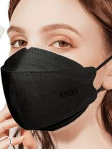 50pcs Disposable KN95 Face Mask, 3D Flattering Design Fits Multiple Face Shapes, 4-Layer Breathable & Protection Against PM2.5 And Respiratory Hazards, Suitable For Men And Women, Black And White