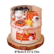 1 件高品质可爱万圣节香薰蜡烛，南瓜香味蜡烛创意礼品盒 - 彩色 - 查看 3