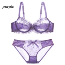 PockPei Logirlve New Fashion Lingerie Set Women Bras C D Cup Plus Size Underwear Set Sexy Black Transparent Bra And Panties Sets Lace - White_Brown - 查看 6