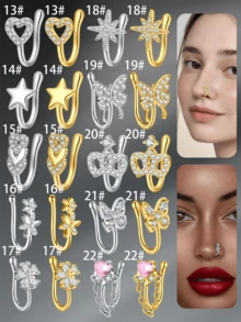 CIZME Fake Nose Rings Stainless Steel Gold Faux Septum Rings Dangle U Shaped Fake Nose Piercing Jewelry Non Piercing Septum Rings For Women Men Fake Lip Rings Ears Clip On Cartilage Earring - Fake Nose Ring - View 4