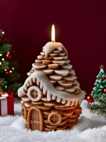 1pc 3D Christmas House Candle Silicone Mold - A Unique Pinecone-Shaped House Design, Suitable For Handicraft Art Lovers, For DIY Art Making And Scented Candle Making. It Has Strong Heat Resistance And The Effect Of Being Reusable.