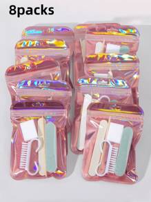 paquete de 10/8/5/3/1 set de manicura y pedicura, lima de uñas mini y set de palitos naranjas, lima de uñas de doble cara, empujador de cutículas de madera, herramientas de limpieza de uñas, palitos de uñas, pinceles para arte de uñas