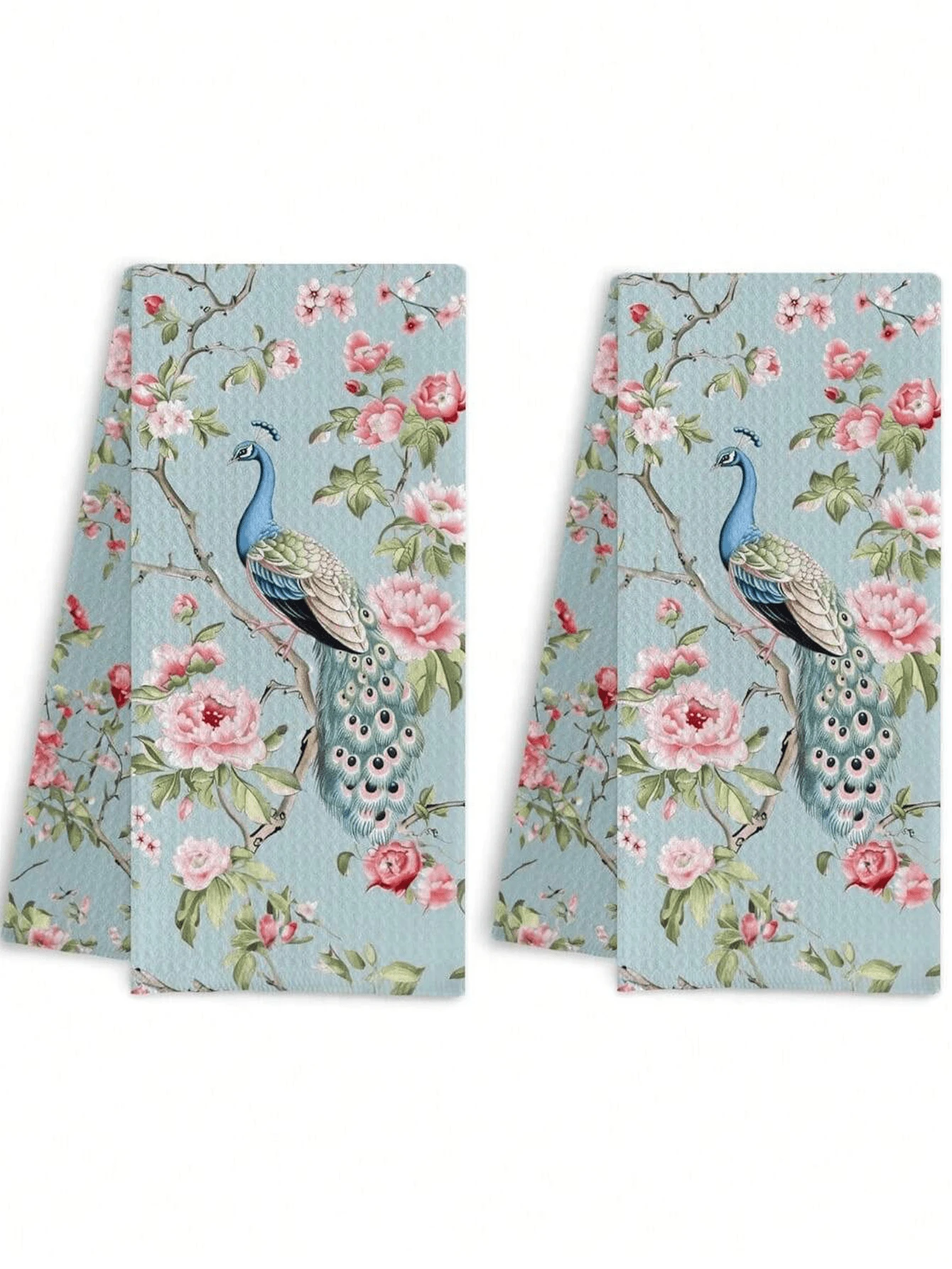2 Pcs Blue And White Porcelain Chinoiserie Kitchen Towels, 16x24 Inch, Set Of 2, Hydrangea Floral Dish Towels Tea Towels For Kitchen, Chinoiserie Decor Hand Towels For Bathroom, Grand Millenial Decor - 藍白11 - 查看 1