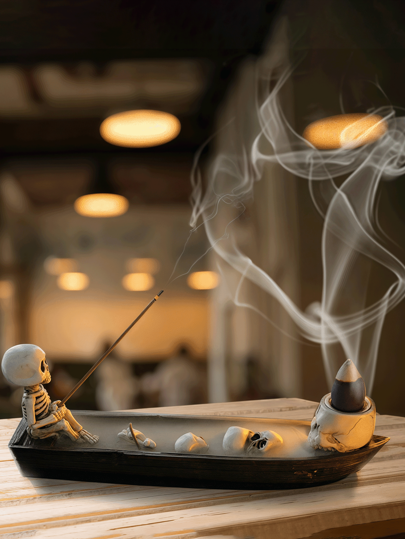 1 Pezzo Portacandele Teschio, Portacandele Scheletro, Tazza Candelina Fantasma, Decorazione Gotica in Resina, Artigianato per Ognissanti, Natale, Casa, Festa, Cimitero, Decorazione Esterna Bar, Bianco