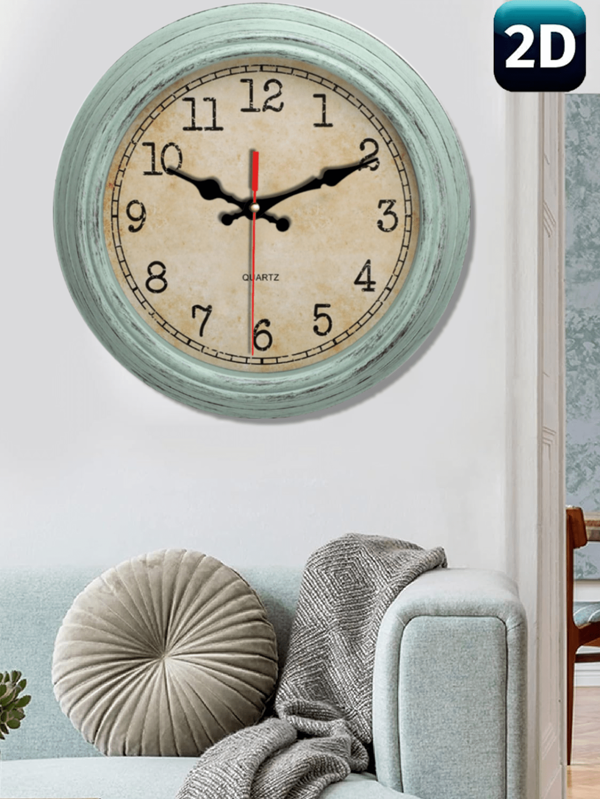 Decorative Wall Clock Retro Clock,10-12 Inch Vintage Wall Clock Silent Quartz Movement Round Decorative Retro Hanging Clock For Living Room,Bedroom,Kitchen,Office (Green) (Vintage Green) Room Decor Clock Wall Bedroom Decor Dormitory Decor Back To School