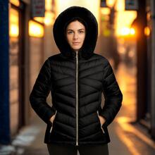 Chaqueta Acolchada Nataly Sport para Dama | Capucha Peluche, Estilo y Calidez - Negro - Ver 2